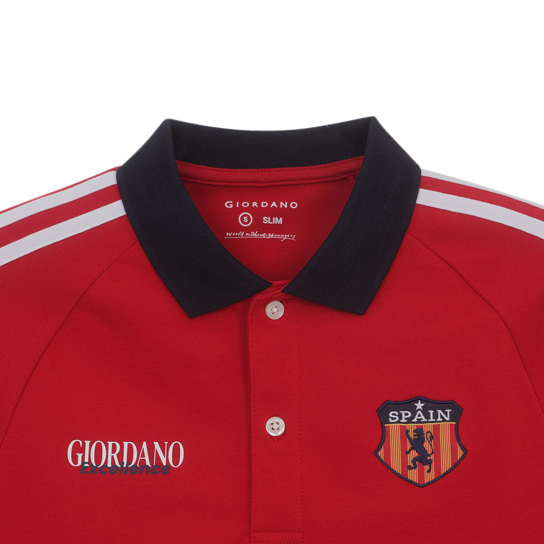 GIORDANO Men's Cotton Lycra Short Sleeve Embroidery World Cup Polo (01016180)