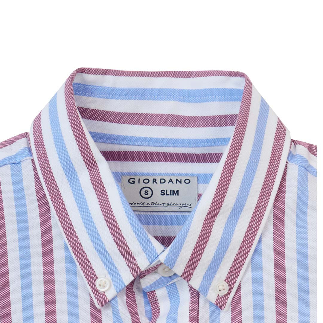 GIORDANO Men's Small Lion Long Sleeves Slim Fit Oxford Shirt (01045093)