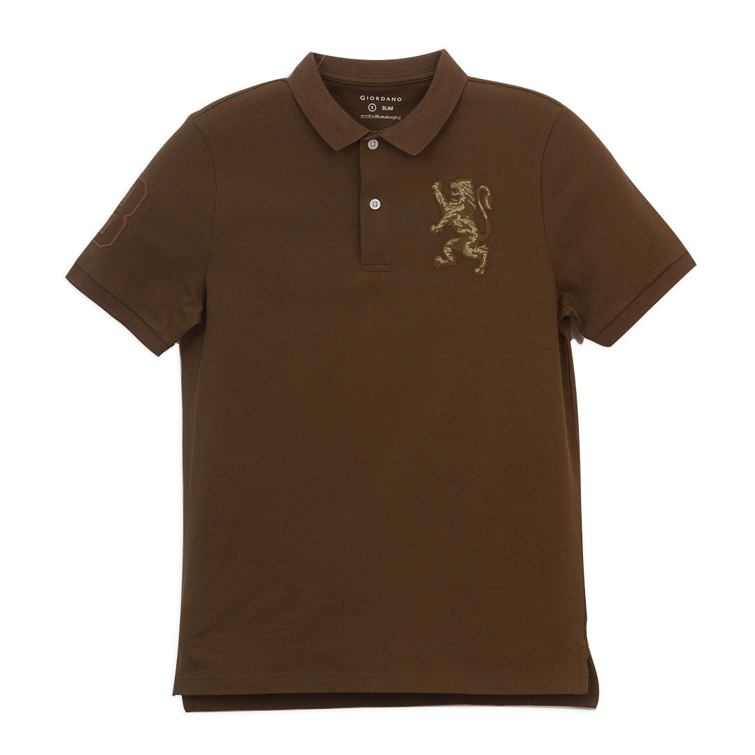 GIORDANO Men's Slim Fit 3D Lion Polo (01015222)
