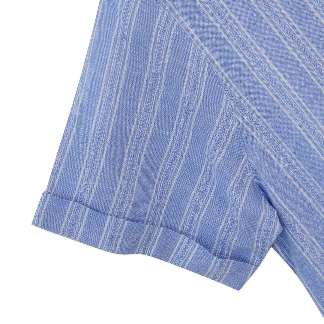 GIORDANO Women's Linen Cotton Dobby Notch Collar Short Sleeves Comfort Fit with Belt Dress (05465243)