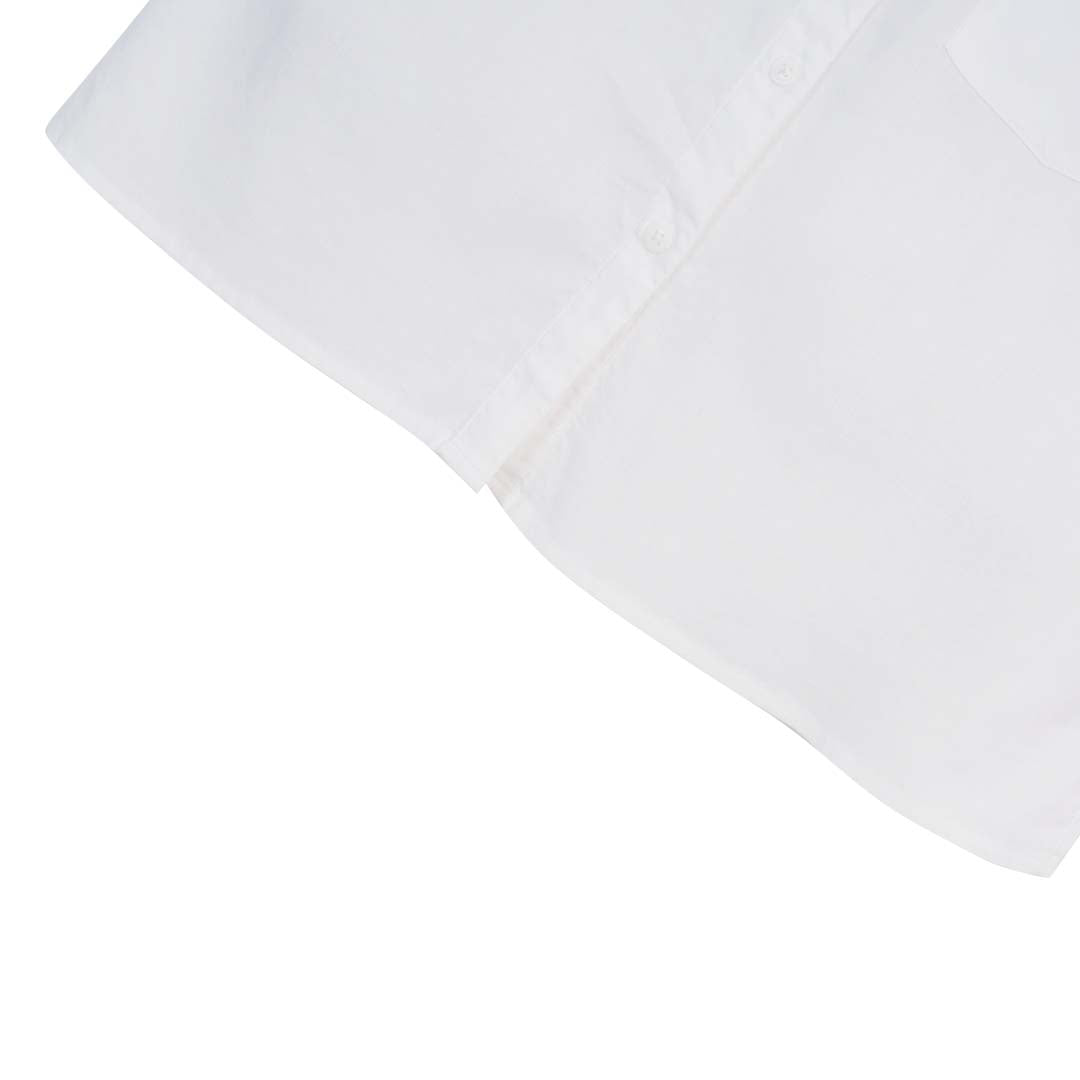 GIORDANO Women's Linen Cotton Poplin V-Neck Short Sleeves Loose Fit Front Placket Shirt (05346209)