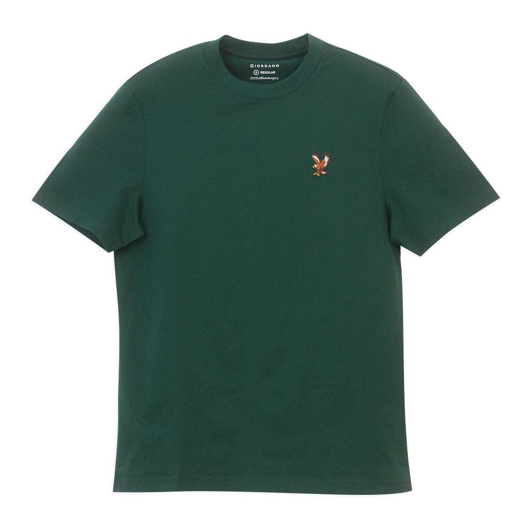 GIORDANO Men's Cotton Jersey Crew Neck Regular Fit Embroidery Print Tee (01026201)