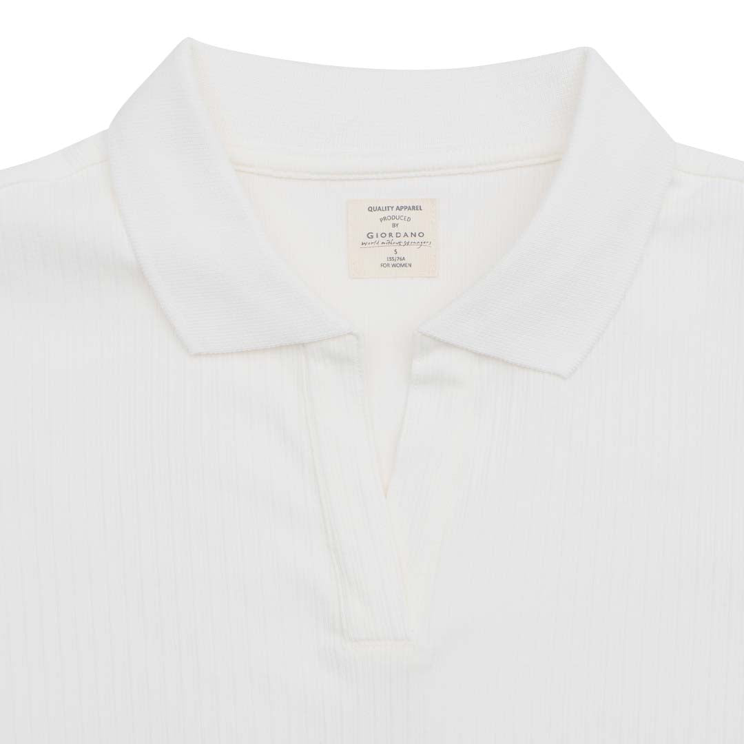 GIORDANO Women's Cotton Polyester Jacquard Rib Comfort Fit Polo (05315202)