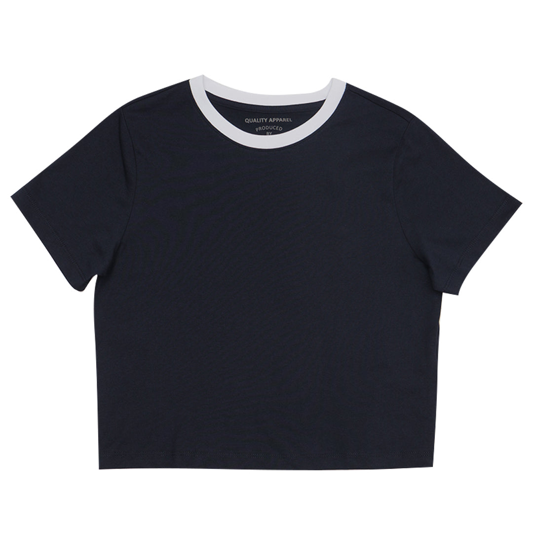 GIORDANO Women's Cotton Jersey Contrasting Crew Neck Tee (05325201)