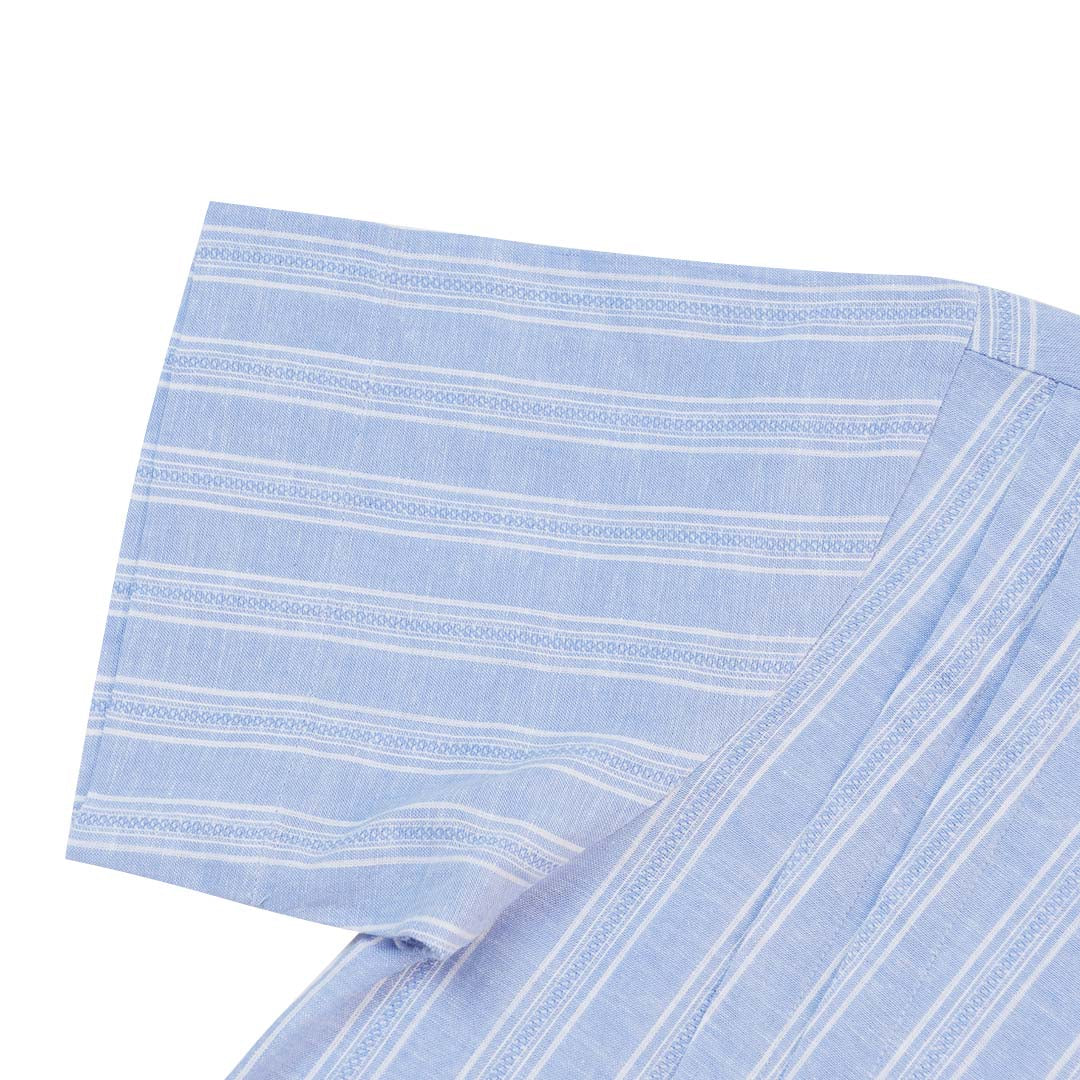 GIORDANO Women's Linen Cotton Dobby Round Neck Short Sleeves Comfort Fit Shirt (05345218)