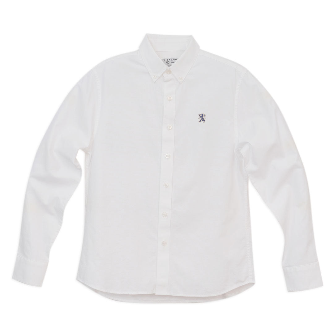 GIORDANO Men's Oxford Long Sleeves Embroidery Garment Wash Shirt (01046083)
