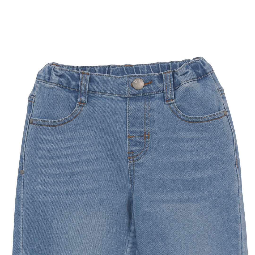 GIORDANO Junior Cotton Polyester Denim Mid Rise Regular Tapered Fit Elastic Waist (03115015)