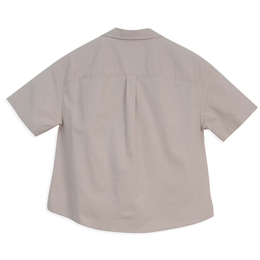 GIORDANO Women's Frog Stretch Oxford Notch Collar Short Sleeves Loose Fit Eco Soft Shirt (05346228)