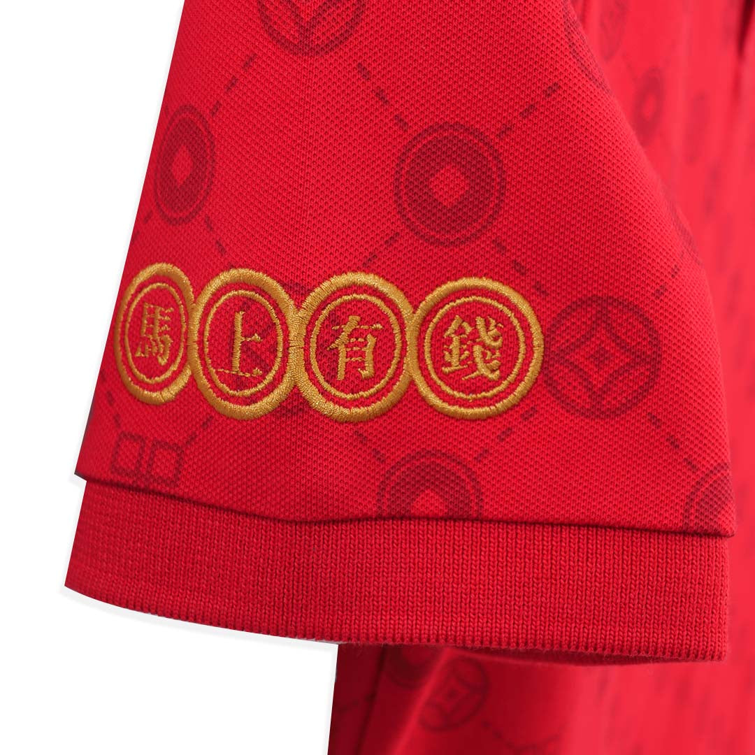 GIORDANO Men's Napolean CNY All Over Print Slim Fit Polo (01016201)