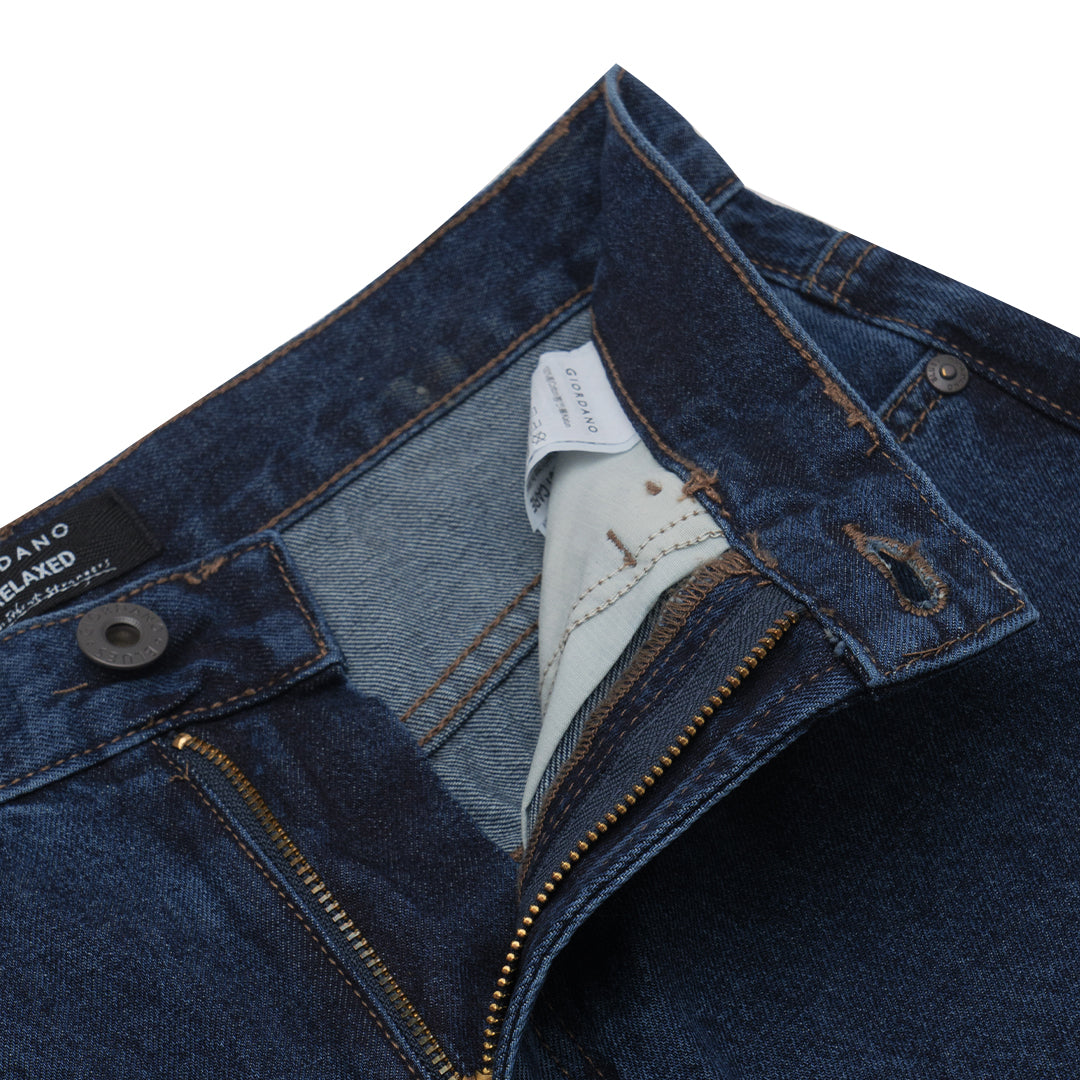 GIORDANO Men's Cotton Denim Mid Rise Relax Fit Jeans (01115025)