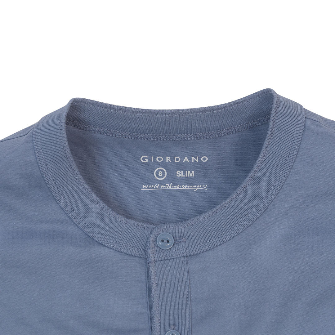 GIORDANO Men's Henley Short Sleeve Slim Fit Tee (01026241)