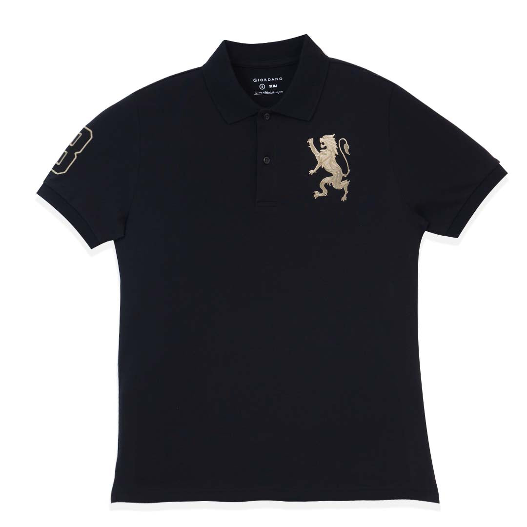 GIORDANO Men's 3D Lion Slim Fit Polo (01016222)