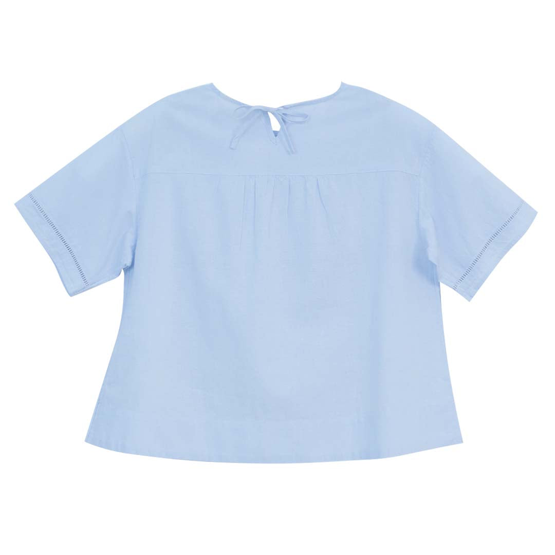 GIORDANO Women's Linen Cotton Poplin Round Neck Short Sleeves Loose Fit Scoop Back Shirt (05346206)