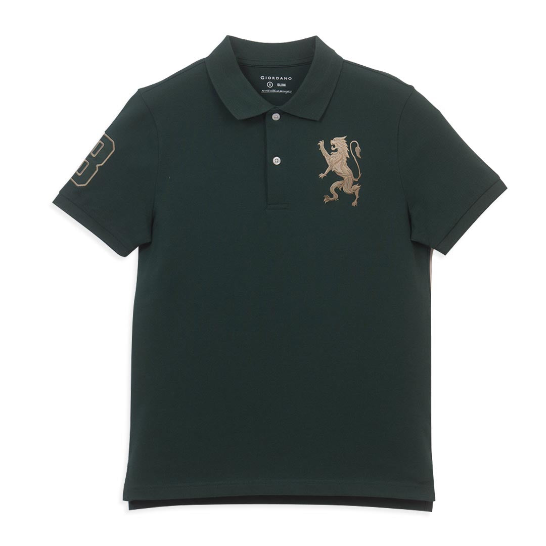 GIORDANO Men's 3D Lion Slim Fit Polo (01016222)
