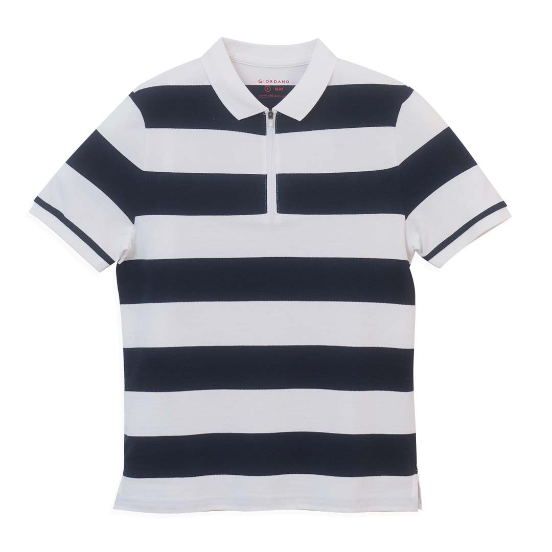 GIORDANO Men's Cotton Lycra Tapered Fit Solid Polo (01010250)