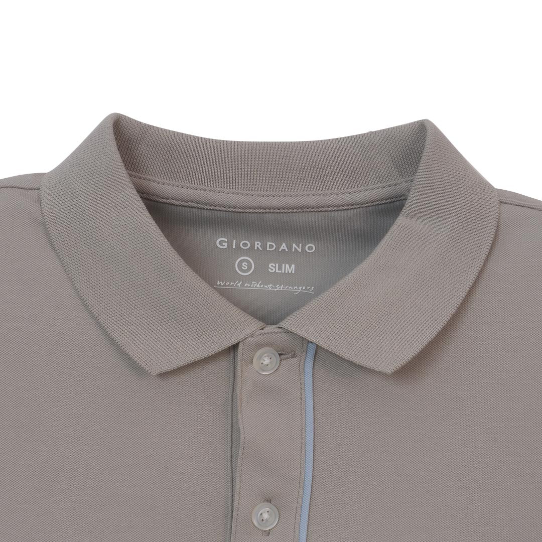GIORDANO Men's Cotton Nylon Pique Slim Fit Solid Polo (01016275)