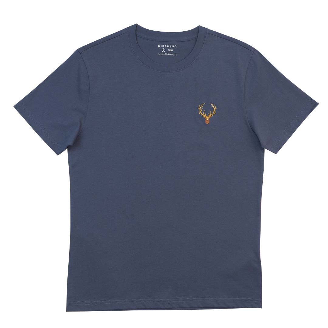 GIORDANO Men's Deer Head Crew Neck Tee (01025641)