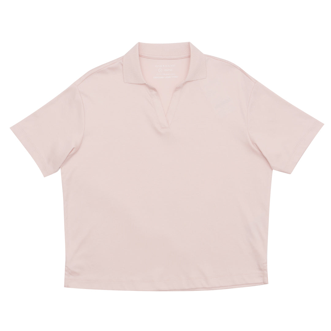 GIORDANO Women's Liquid Touch V-Neck Boyfriend Fit Polo (05315378)