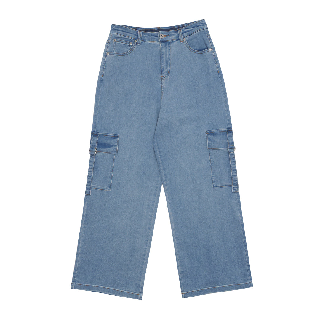 GIORDANO Women's Denim High Waist Wide Leg Pocket Jeans (05415034)