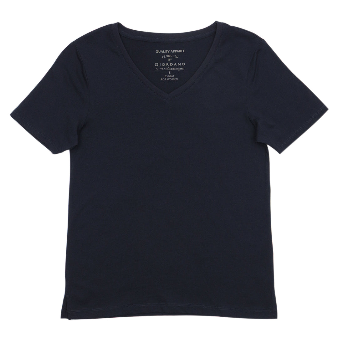GIORDANO Women's Cotton Jersey V-Neck Tee (05325248)