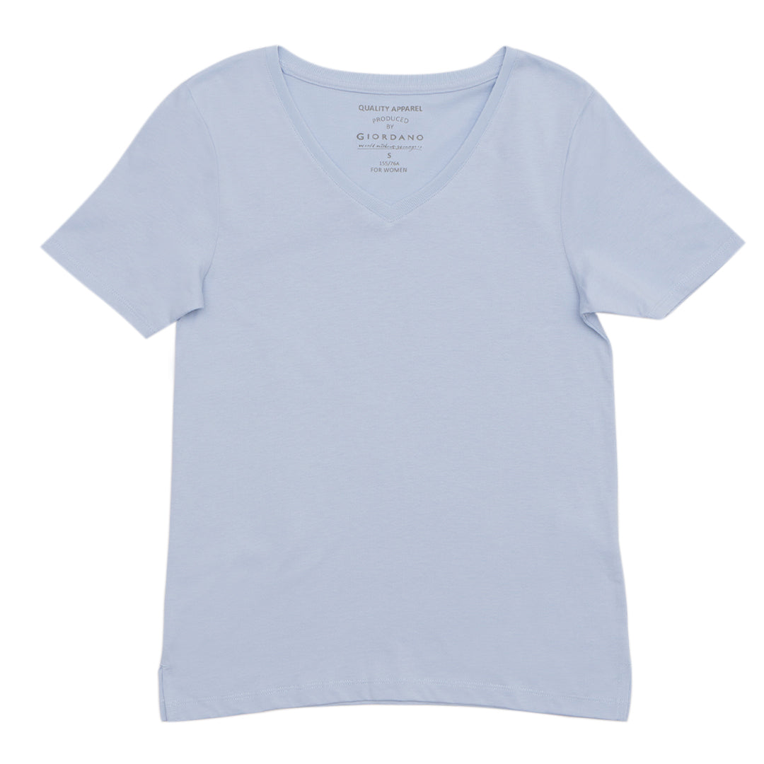 GIORDANO Women's Cotton Jersey V-Neck Tee  (05325248)