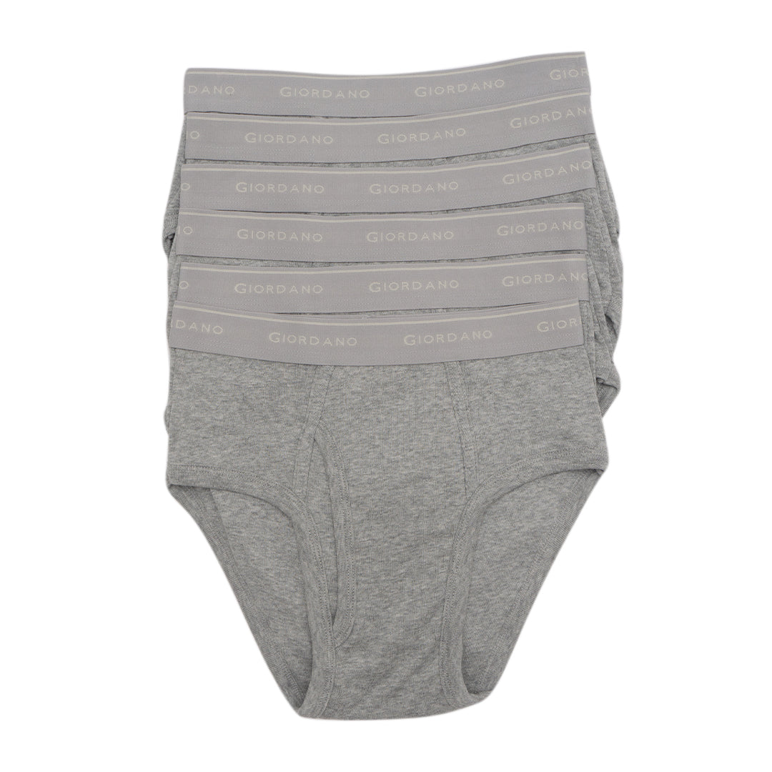 GIORDANO Men's Cotton Ribbed 6 in a Pack Essential Classic Brief (01175114)