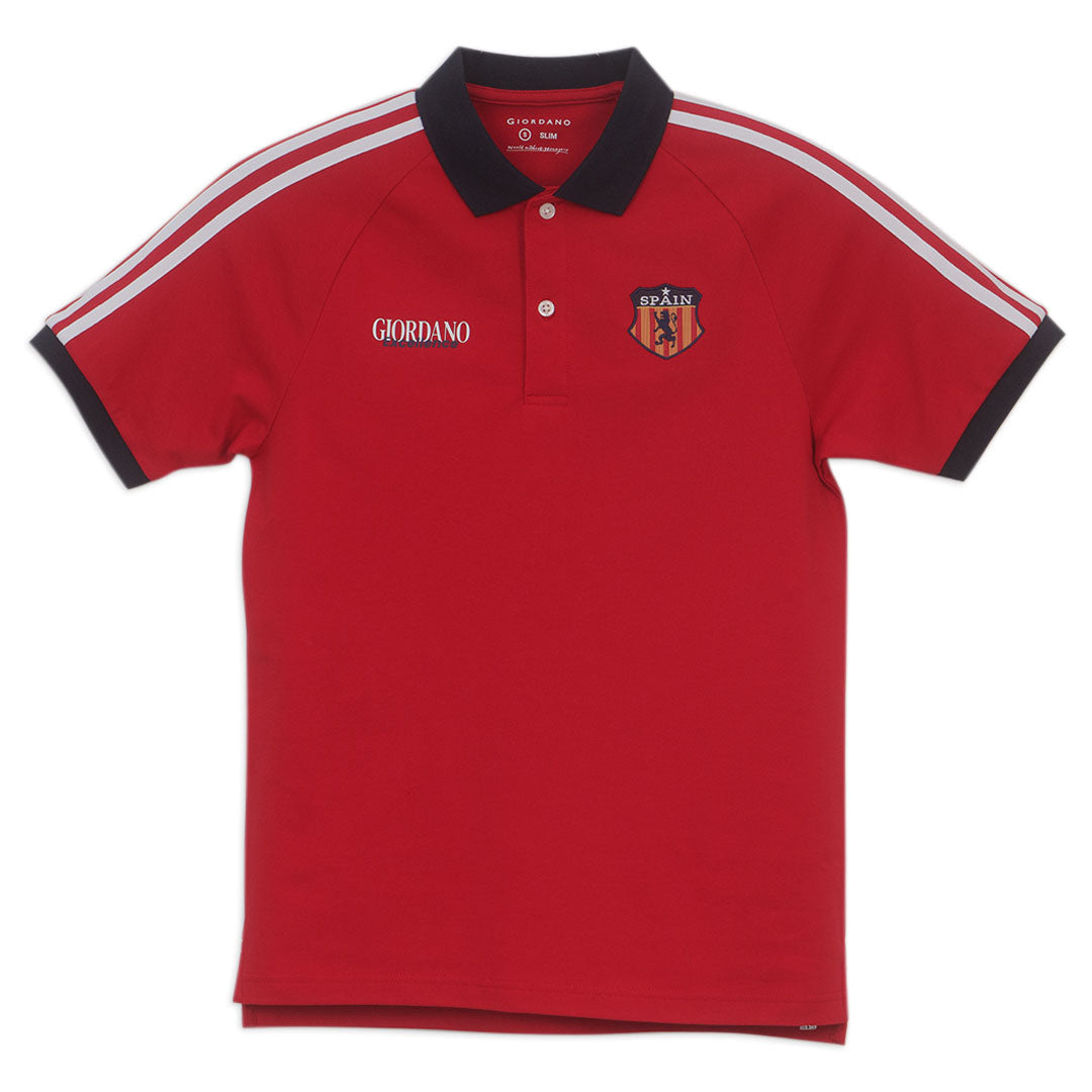 GIORDANO Men's Cotton Lycra Short Sleeve Embroidery World Cup Polo (01016180)
