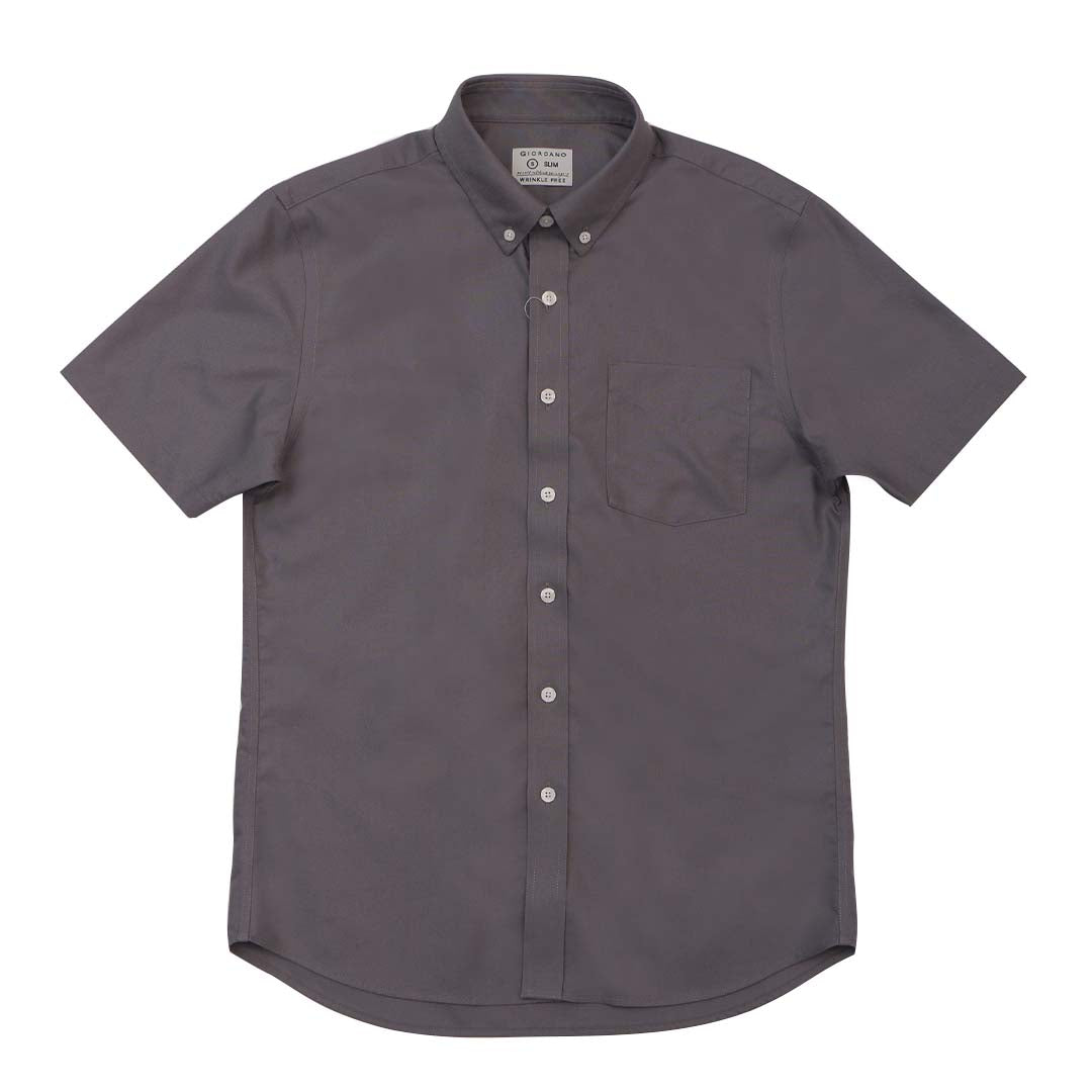 GIORDANO Men's Cotton Wrinkle Free Short Sleeves Oxford Shirt  (01045208)