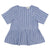 GIORDANO Women's Linen Cotton Dobby Round Neck Short Sleeve Comfort Fit Shirt in blue and white stripes