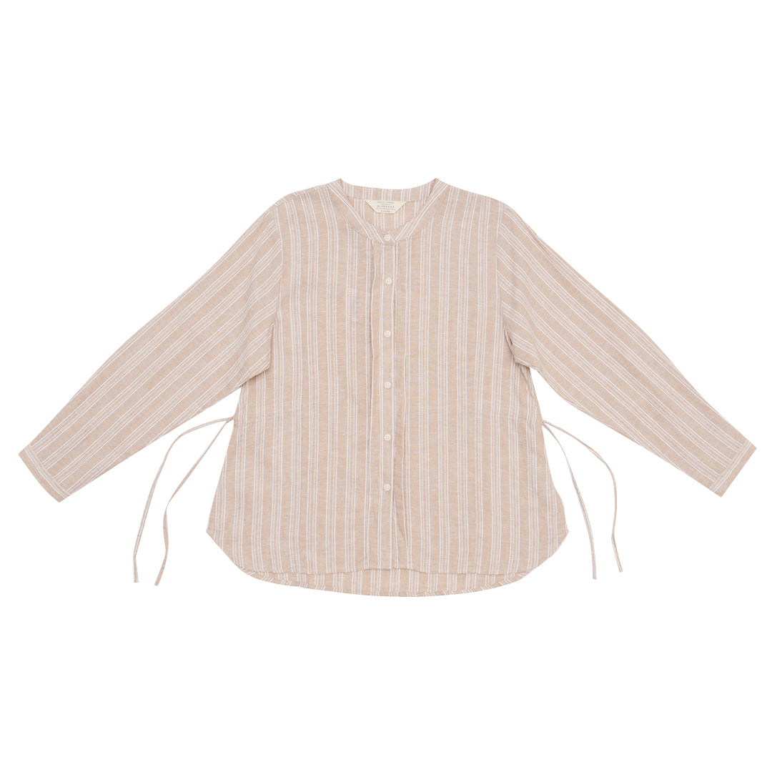 GIORDANO Women's Linen Cotton Dobby Stand Collar Long Sleeves Comfort Fit Shirt (05345219)