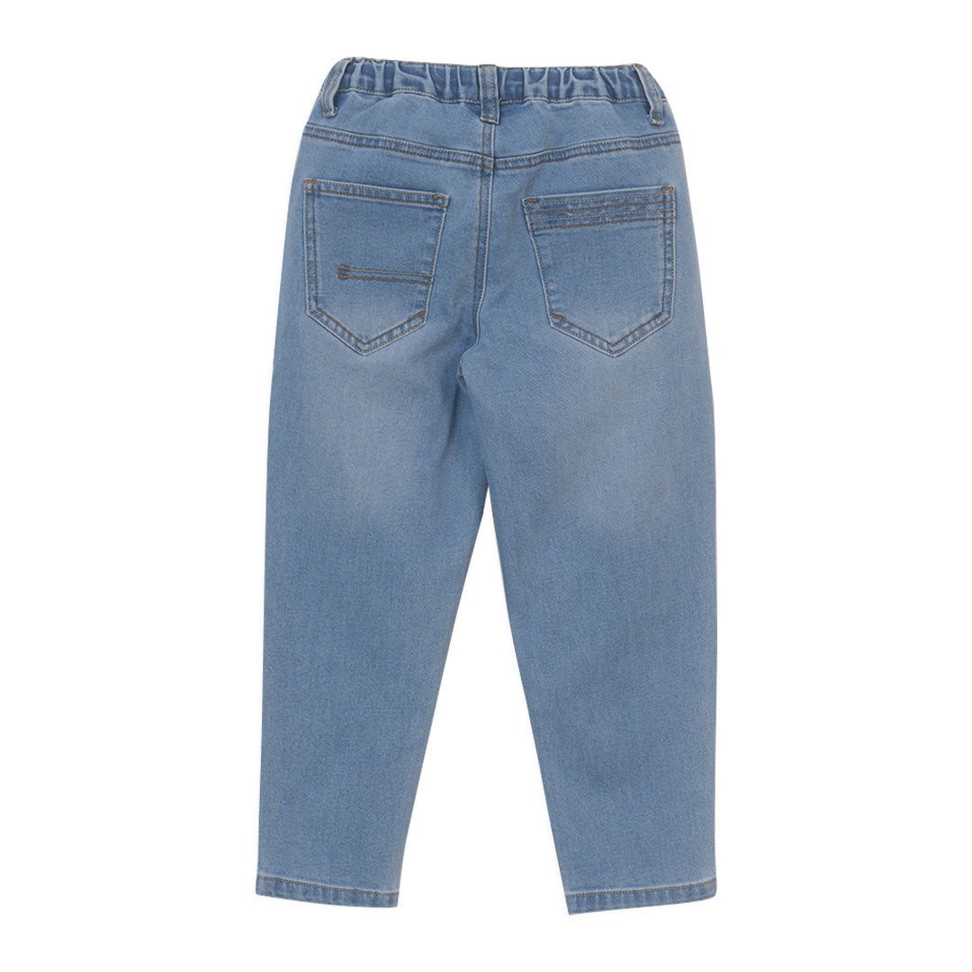 GIORDANO Junior Cotton Polyester Denim Mid Rise Regular Tapered Fit Elastic Waist (03115015)