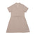GIORDANO Women's Linen Cotton Dobby Notch Collar Short Sleeves Comfort Fit with Belt Dress in Khaki x White