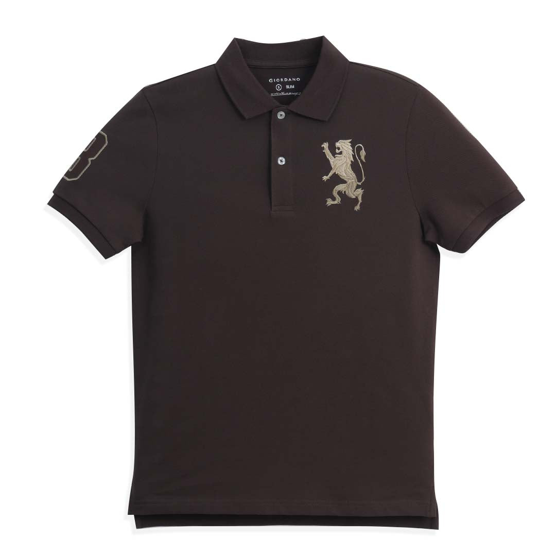 GIORDANO Men's 3D Lion Slim Fit Polo (01016222)