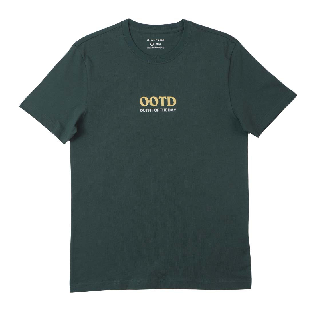 GIORDANO Men's Crew Neck Slim Fit Message Printed Tee (01095312)