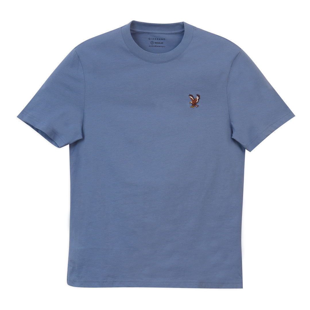 GIORDANO Men's Cotton Jersey Crew Neck Regular Fit Embroidery Print Tee (01026201)
