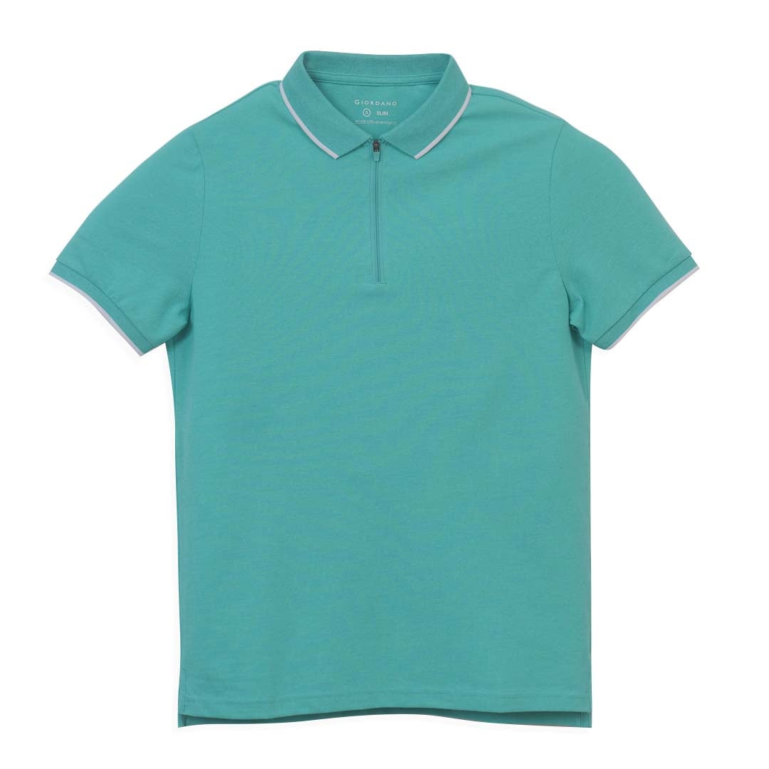 GIORDANO Men's Cotton Lycra Tapered Fit Solid Polo (01010250)