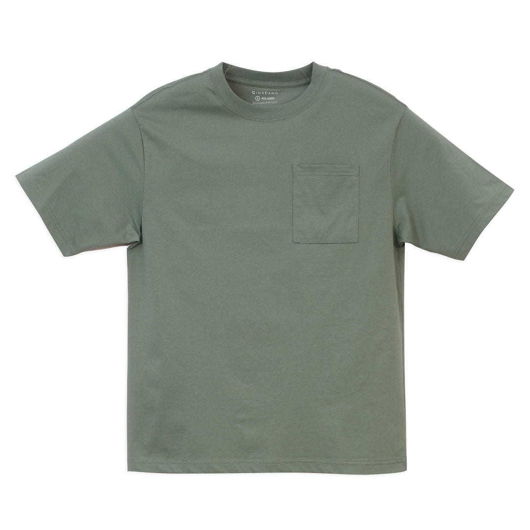 GIORDANO Men's Cotton Polyester Sorona Relax Fit Pocket Tee (01026222)