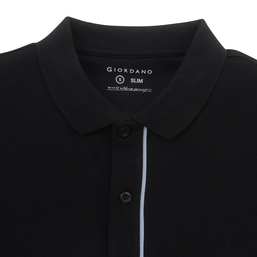 GIORDANO Men's Cotton Nylon Pique Slim Fit Solid Polo (01016275)