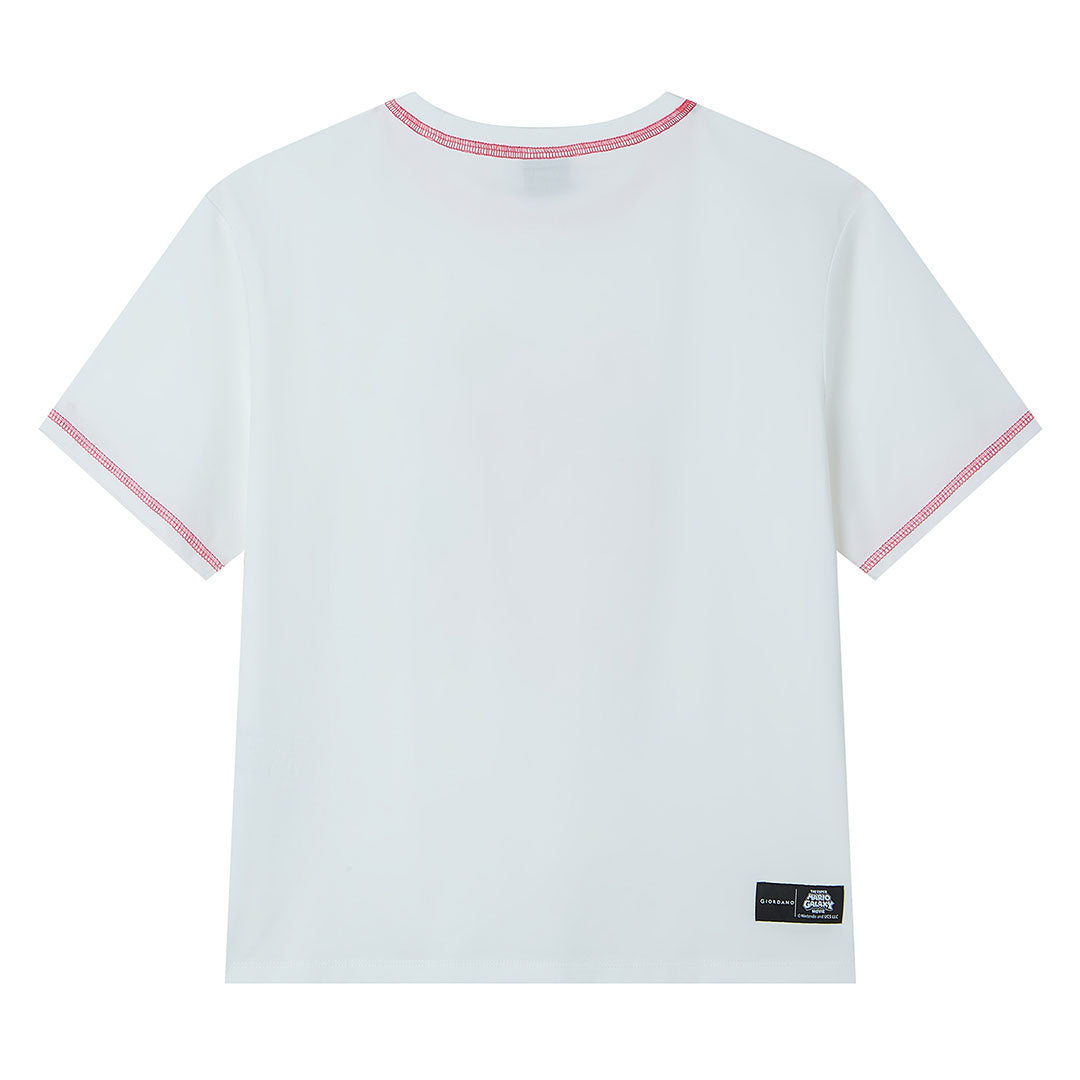 GIORDANO Women's Super Mario Cotton Polyester Crew Neck Short Sleeve Boyfriend Print Tee (05396304)