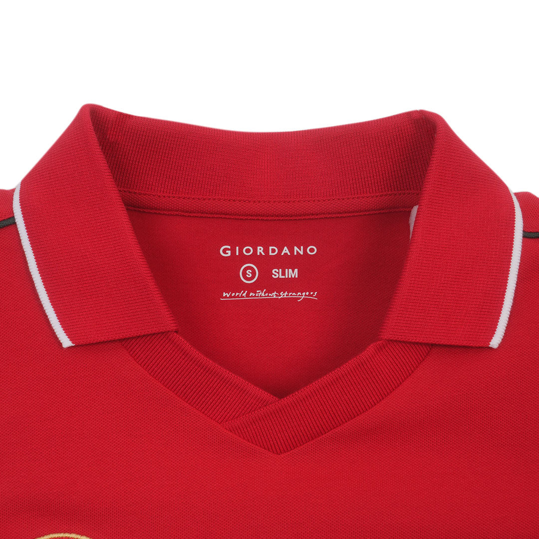 GIORDANO Men's Cotton Lycra Short Sleeve Embroidery World Cup Polo (01016184)
