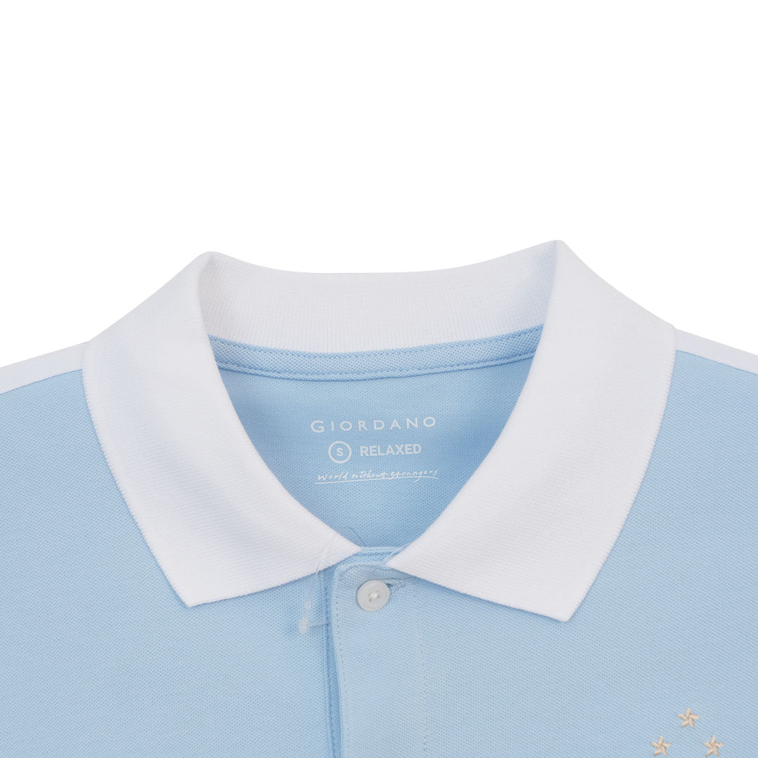 GIORDANO Men's Cotton Lycra Short Sleeve Embroidery World Cup (01016175)