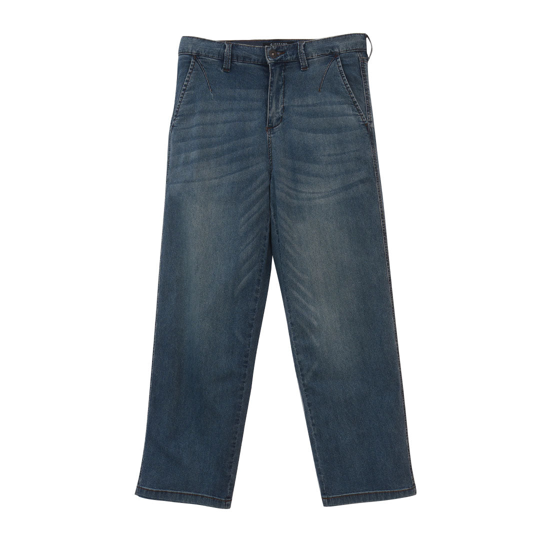 GIORDANO Men's Cotton Nylon Spandex Denim Mid Rise Relax Straight Fit Jeans (01116013)