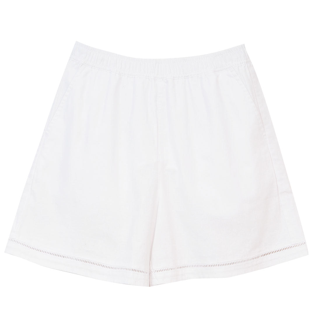 GIORDANO Women's Linen Cotton Plain Weave High Waist Relax Fit Shorts (05406209)