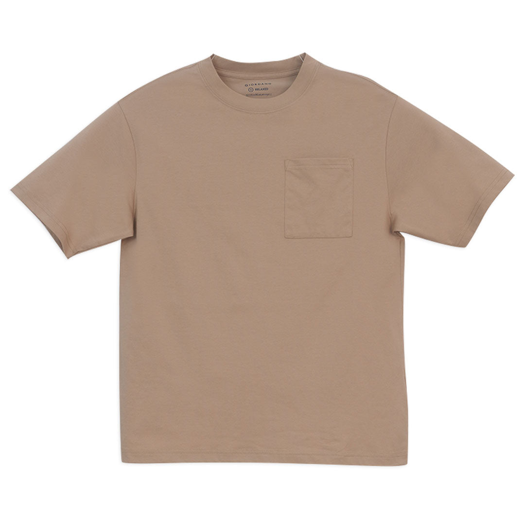 GIORDANO Men's Cotton Polyester Sorona Relax Fit Pocket Tee (01026222)
