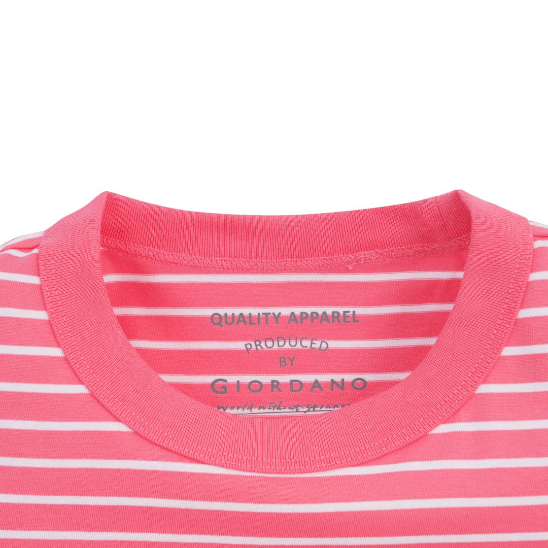 GIORDANO Women's Cotton Jersey Crew Neck Comfort Fit Stripe Tee (05326376)