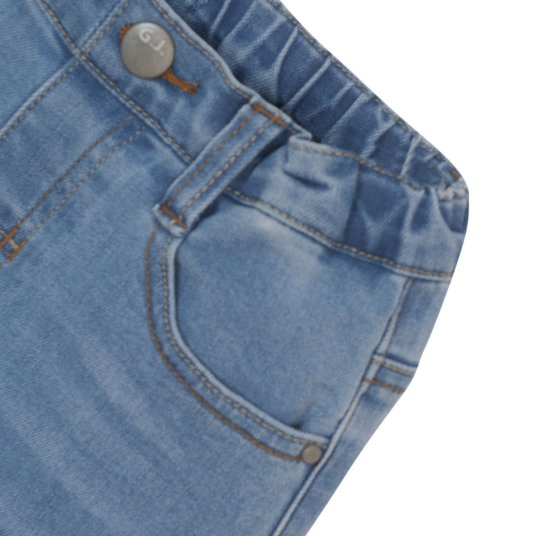 GIORDANO Junior Cotton Polyester Denim Mid Rise Regular Tapered Fit Elastic Waist (03115015)