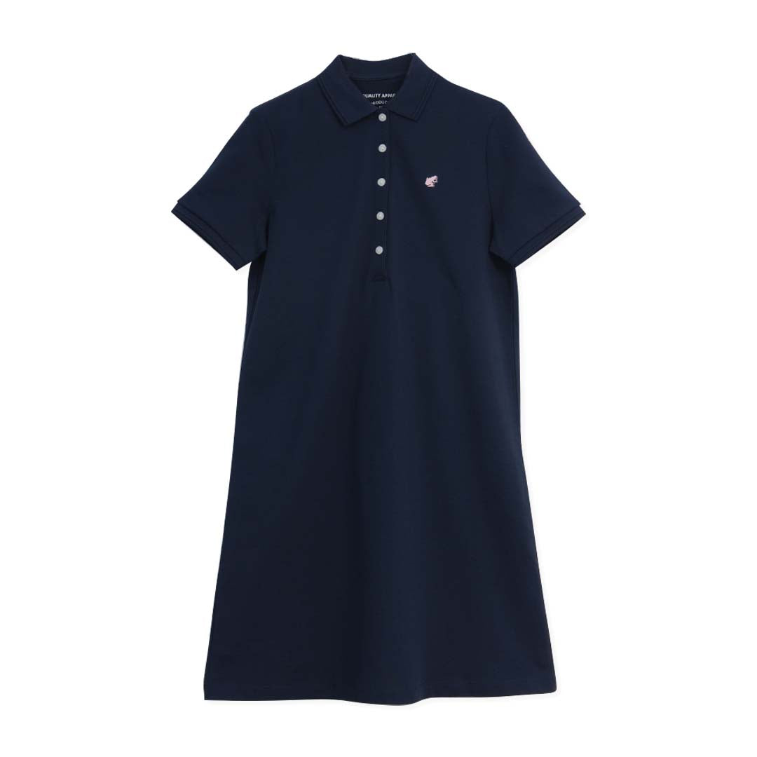 GIORDANO Women's Frog Sweatmark-Free Cotton Lycra Pique Comfort Fit Polo Dress (05466416)