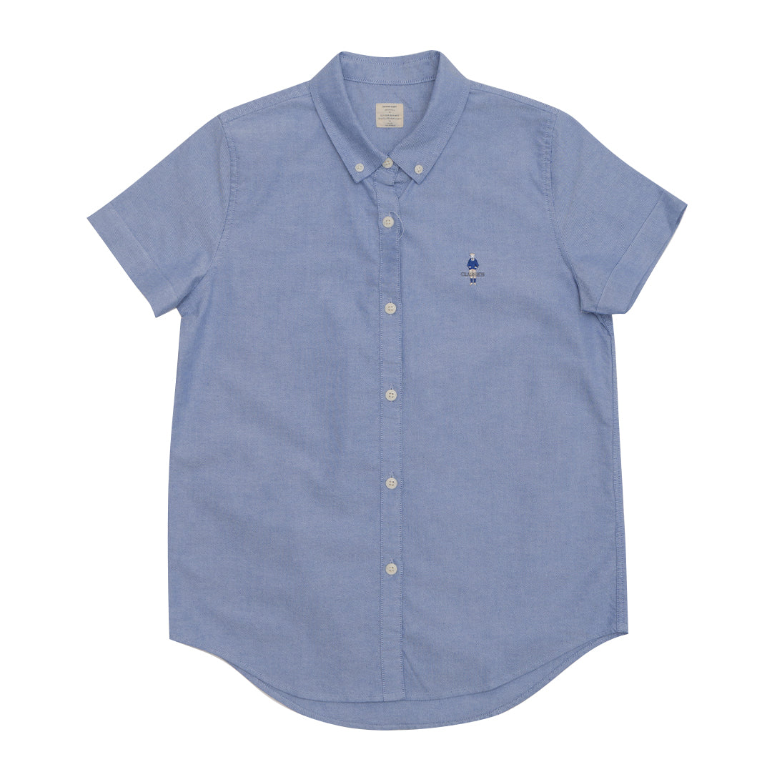 GIORDANO Women's Classic Man Oxford Acute Collar Short Sleeves Eco Soft Shirt (05345231)