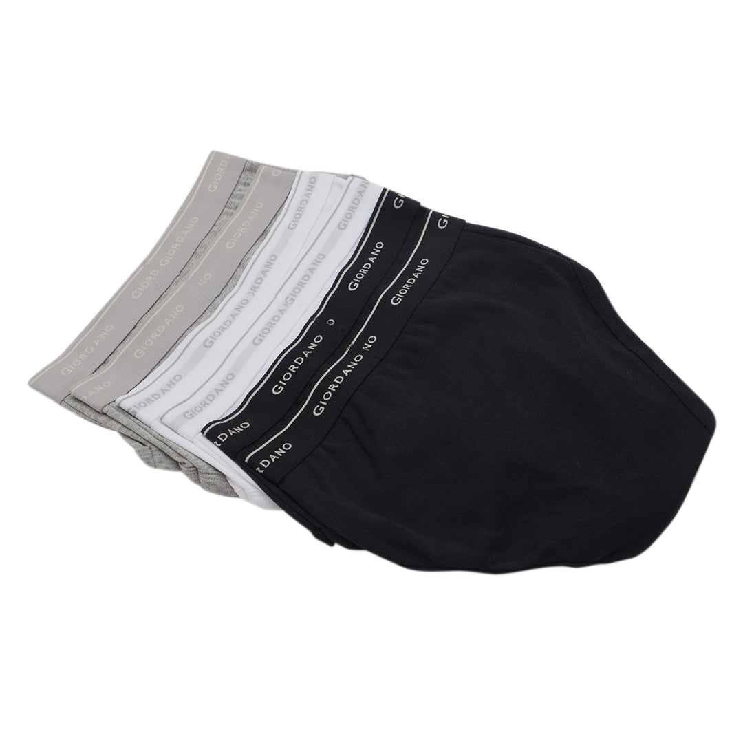 GIORDANO Men's Cotton Ribbed 6 in a Pack Essential Classic Brief (01175114)