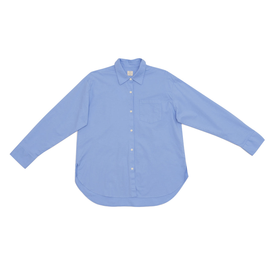 GIORDANO Women's Cotton Lycra Oxford Acute Collar Long Sleeves Eco Soft Shirt (05345018)